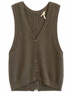 BCBGeneration Sweater Women’s Vest Medium Olive Green Button Front Knit